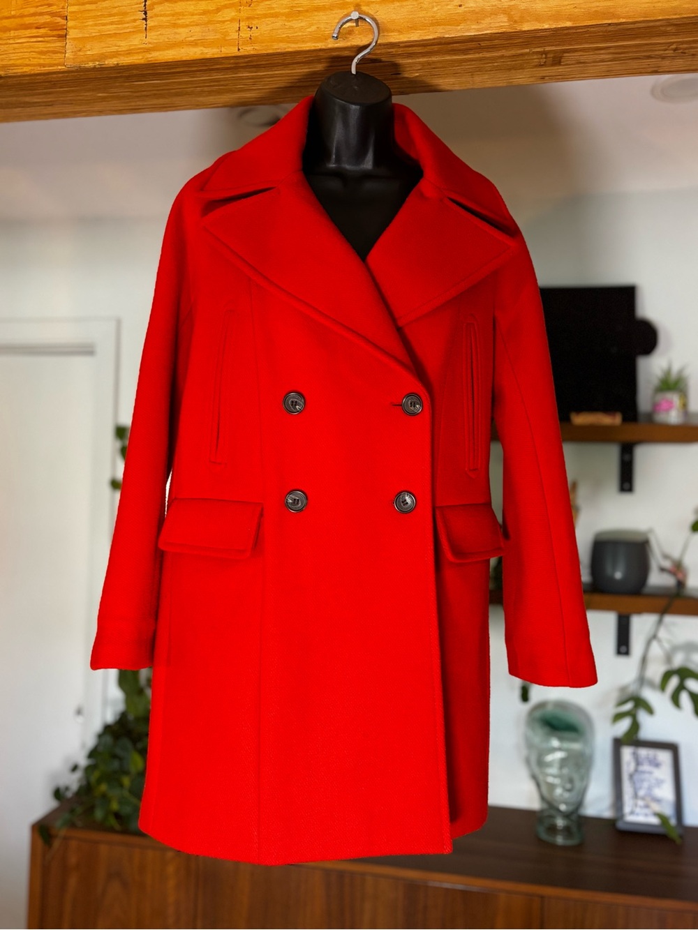 Vince Camuto Red Double-Breasted Wool Blend Coat - Size XS - Like New